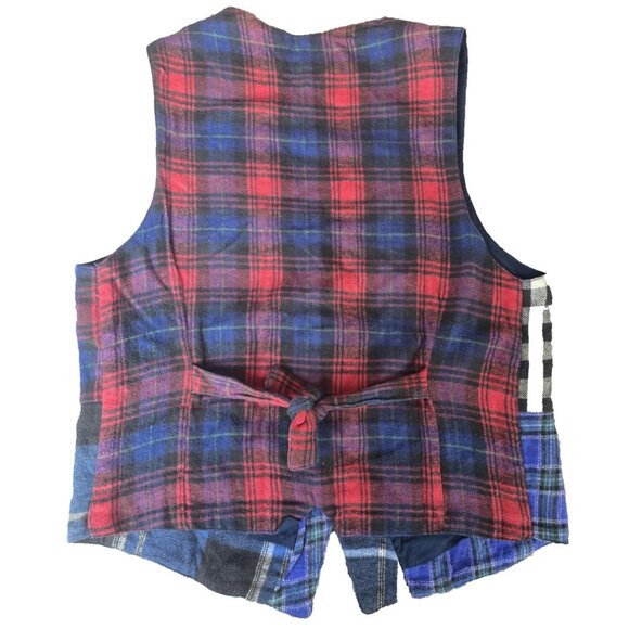 Vintage 90s Streetwear Womens Medium Faded Quilt Patchwork Suit Vest Jacket - Picture 2 of 6